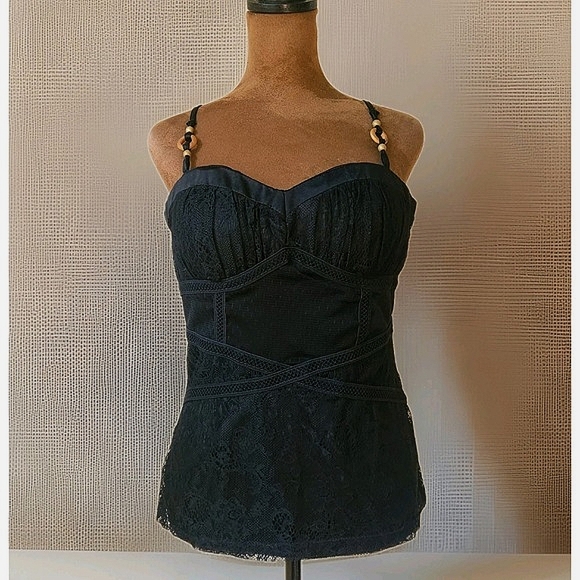 XOXO Lace Bustier Tank Top Y2K Romantic Goth Soft Grunge Padded Size L - Picture 1 of 8